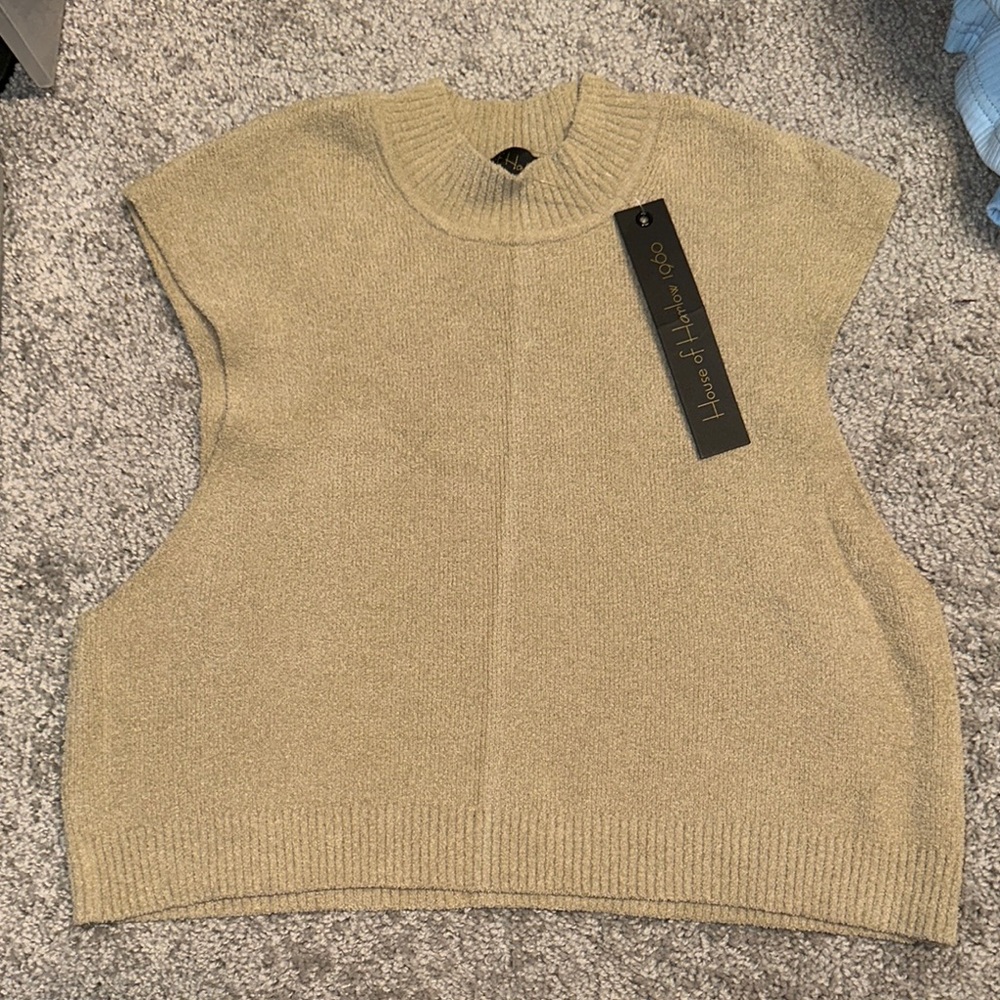 House of Harlow 1960 Tan Knit Sweater Vest